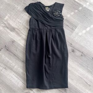Elegant Black Dress with Jeweled Floral Detail
